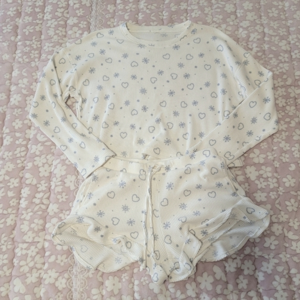 Hollister Cozy Ribbed Pajama Top And Shorts Set XS-XXS